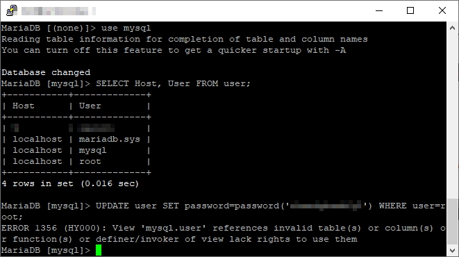 MariaDB 10.4 이전 과 이후  root 패스워드 변경법